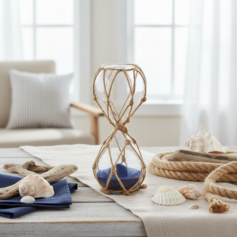 Clessidra vetro juta sabbia blu - lifestyle