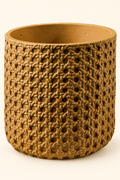 Vaso Wicker Cement con decoro paglia di Vienna su fondo avorio