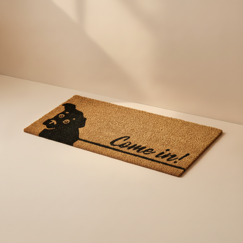 Come in doormat neutral background