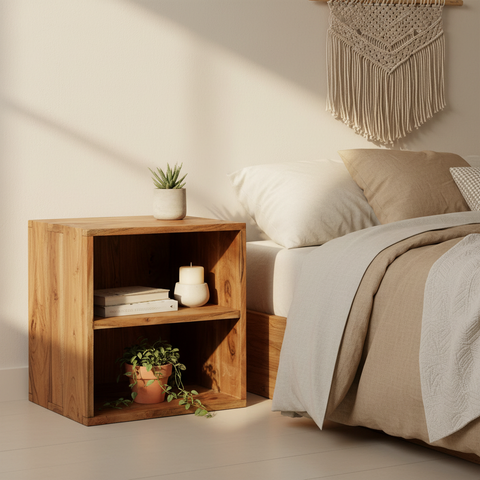 Comodino cubo legno naturale lifestyle