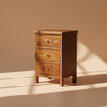 Comodino teak 3 cassetti sfondo neutro