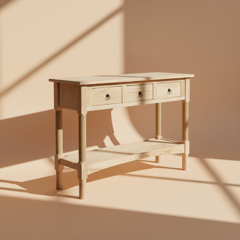 Console 3 cassetti corda sfondo neutro