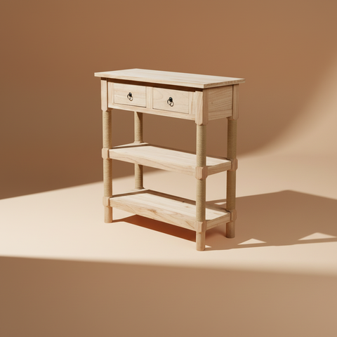 Console legno naturale corda sfondo neutro