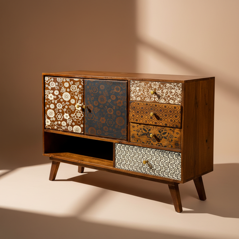 Credenza boho patchwork v2 sfondo beige
