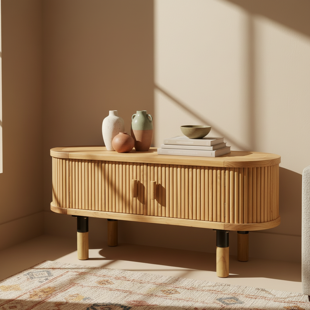 Credenza con design scanalato in ambiente lifestyle