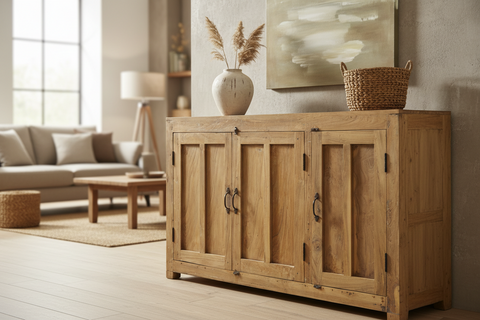 Past Century - Aparador blanqueado de 3 puertas