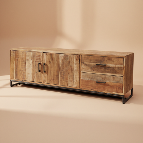 Credenza industriale su sfondo neutro