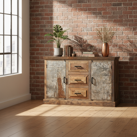 Credenza legno recupero e metallo