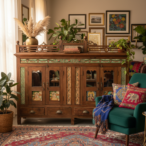 Credenza maioliche ambientata