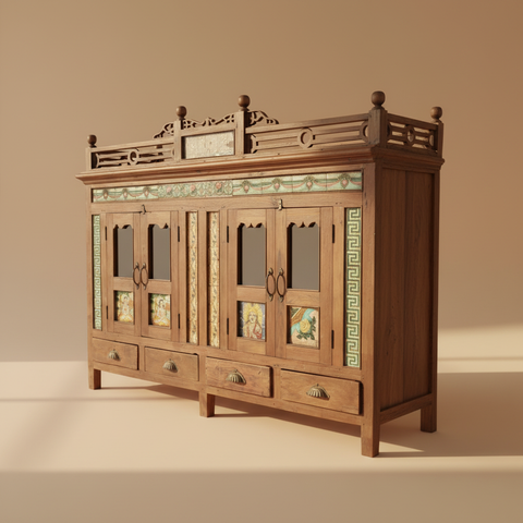 Credenza maioliche sfondo neutro