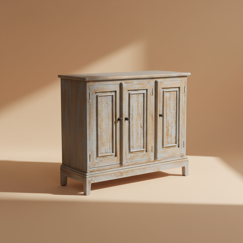 Credenza shabby chic 3 ante sfondo neutro