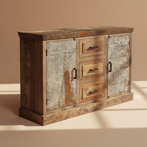 Credenza shabby chic industriale sfondo beige