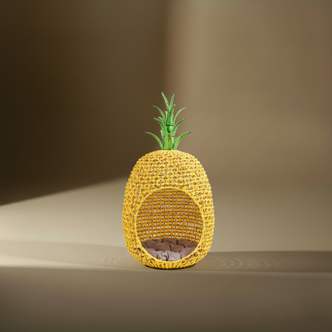 Cuccia ananas rattan sfondo taupe