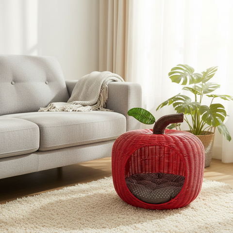 Cuccia Pet Baskets mela rossa in ambiente lifestyle