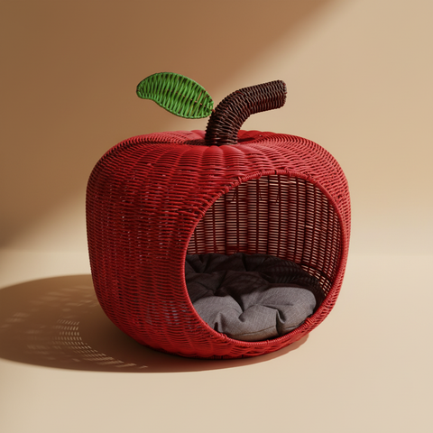 Cuccia Pet Baskets mela rossa su sfondo neutro