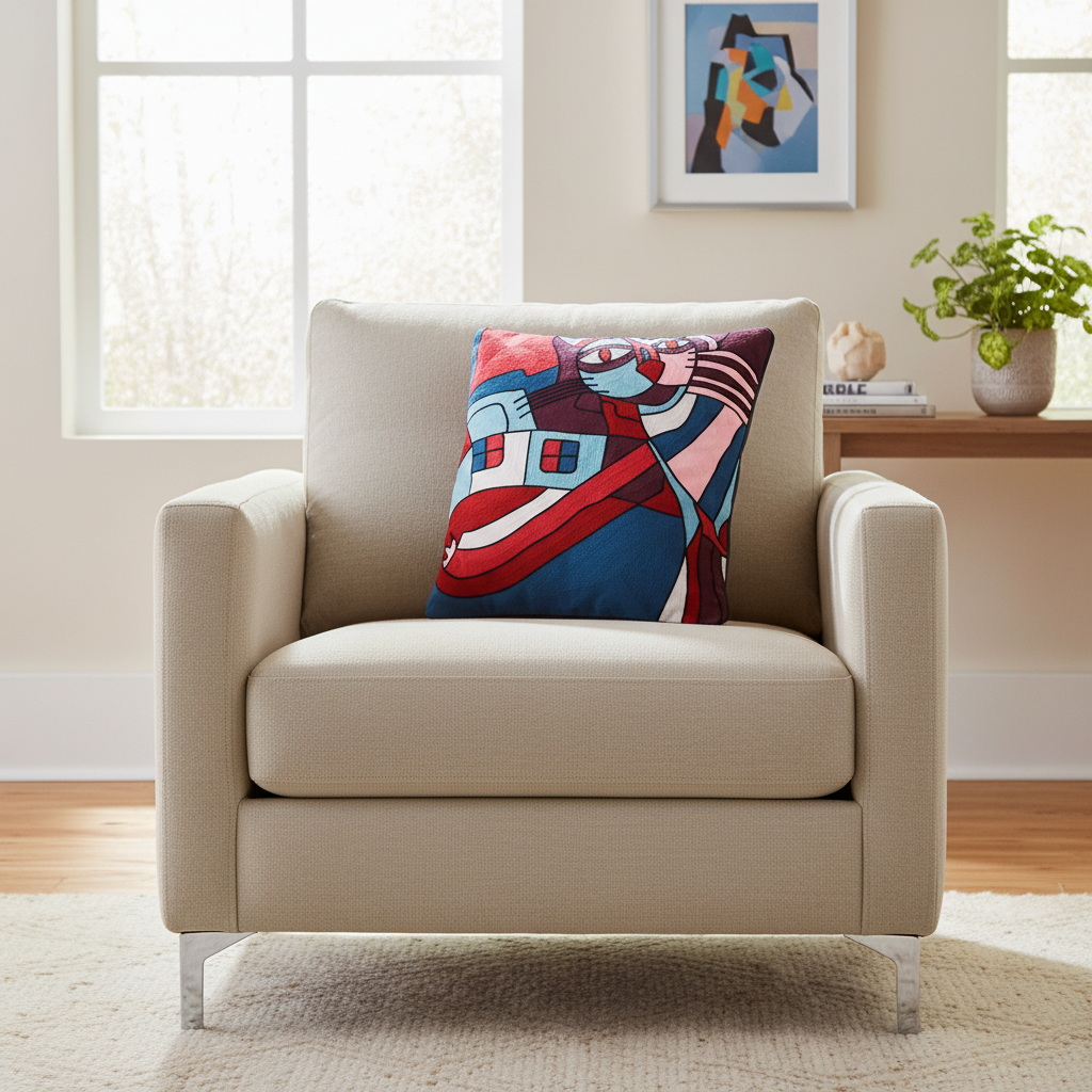 Cuscino artistico astratto in ambiente living