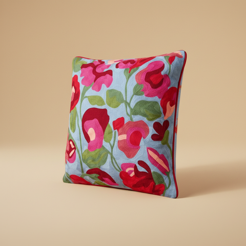 Cuscino floreale su sfondo impeccabile