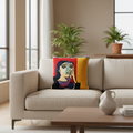 Cuscino Picasso rosso giallo in living room