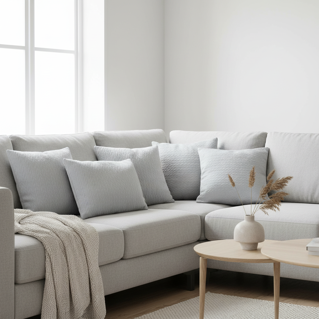 Cuscino Treccia grigio in ambiente