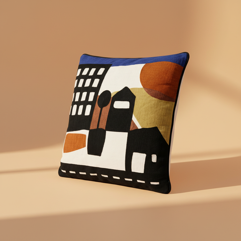 Cuscino urbano astratto su sfondo beige