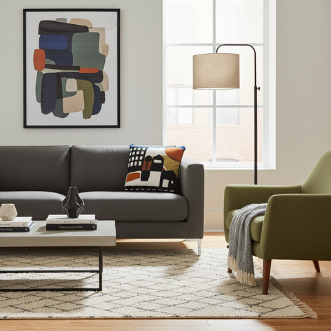 Cuscino urbano in ambiente living contemporaneo
