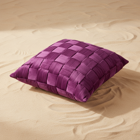 Cuscino viola su sfondo beige