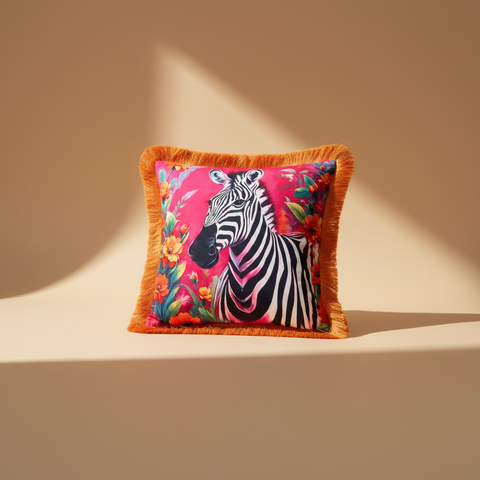 Cuscino zebra fucsia - sfondo neutro