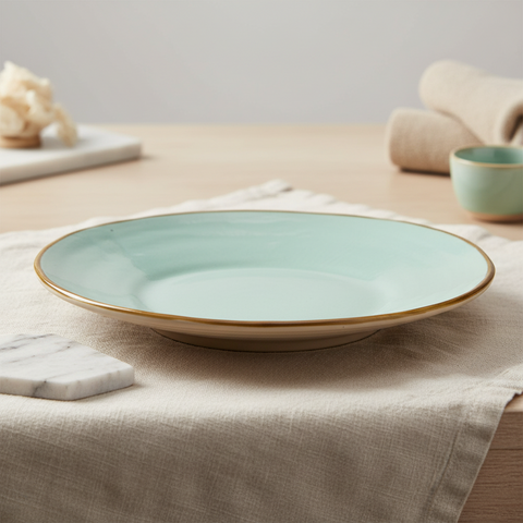 Mediterraneo - Piatto Piano in Gres Turchese
