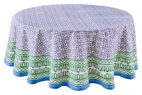 Vinaigrette - Round Green Blue Tablecloth Diam.180