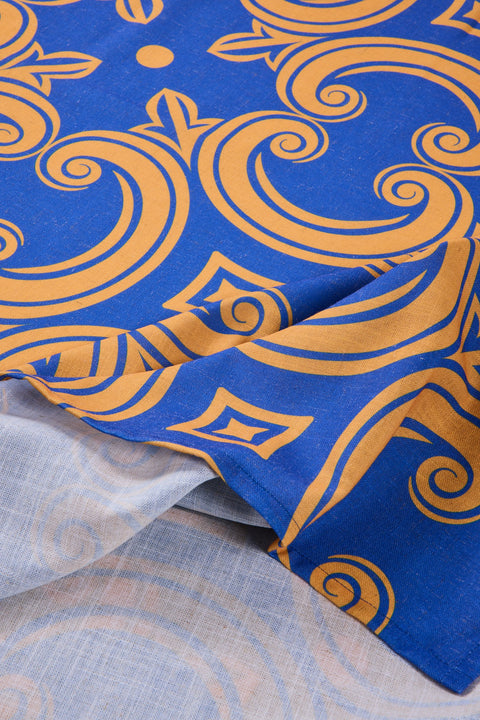 TELLARO - TOVAGLIA STAMPO GIALLO BLU 150X240  C/6 TOVAGLIOLI