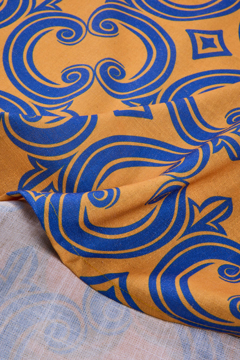 TELLARO - TOVAGLIA STAMPO GIALLO BLU 150X300