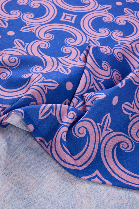 MONTEROSSO - TOVAGLIA STAMPA DECORO ROSA, BLU 150X300 C/8 TOVAGL