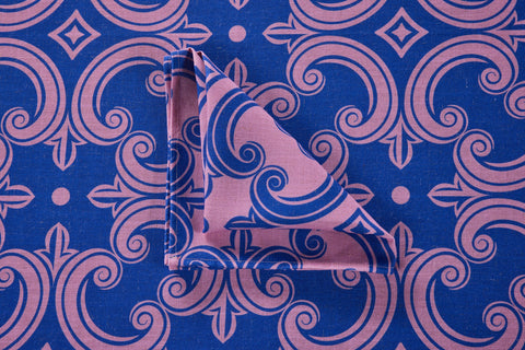 MONTEROSSO - TOVAGLIA STAMPA DECORO ROSA, BLU 150X300 C/8 TOVAGL