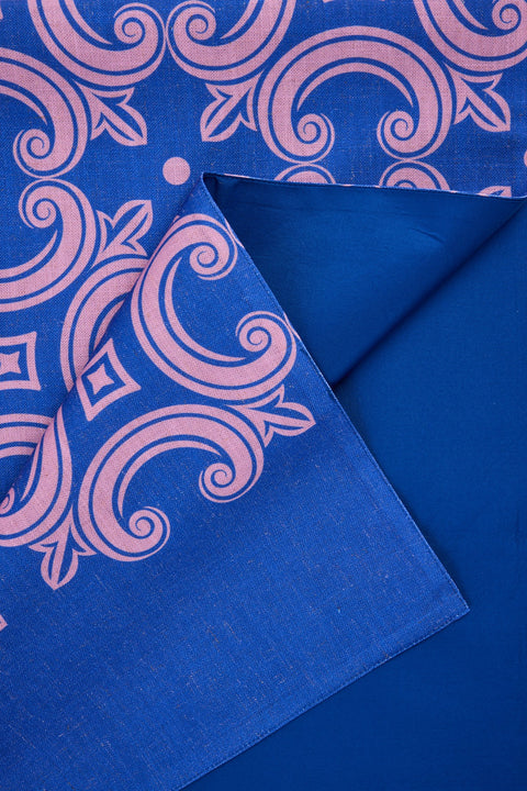 MONTEROSSO - RUNNER SET 1/2 STAMPA DECORO ROSA BLU