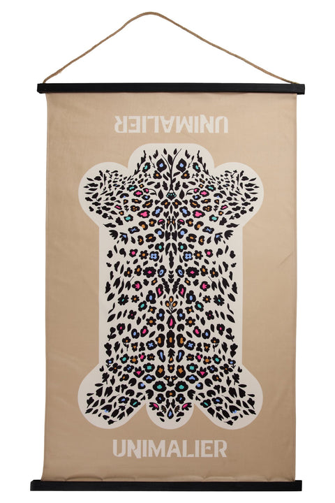 UNIMALIER - PANNELLO BEIGE 80X120 DISEGNO LEOPARDO FIORITO