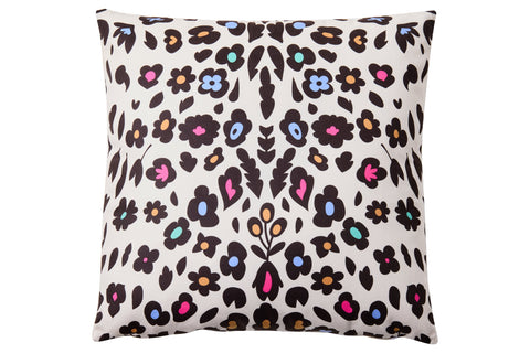 UNIMALIER - CUSCINO BEIGE 50X50  DISEGNO LEOPARDO FIORITO