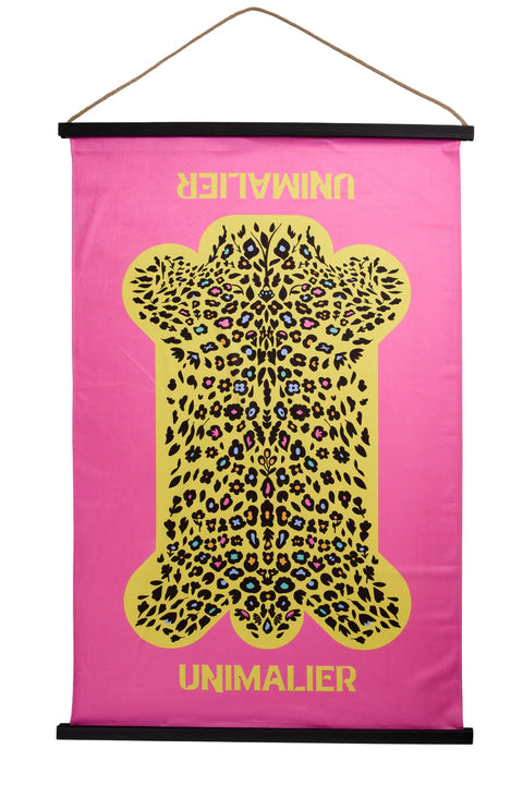 UNIMALIER - PANNELLO FUSCIA 64X97  DISEGNO LEOPARDO FIORITO