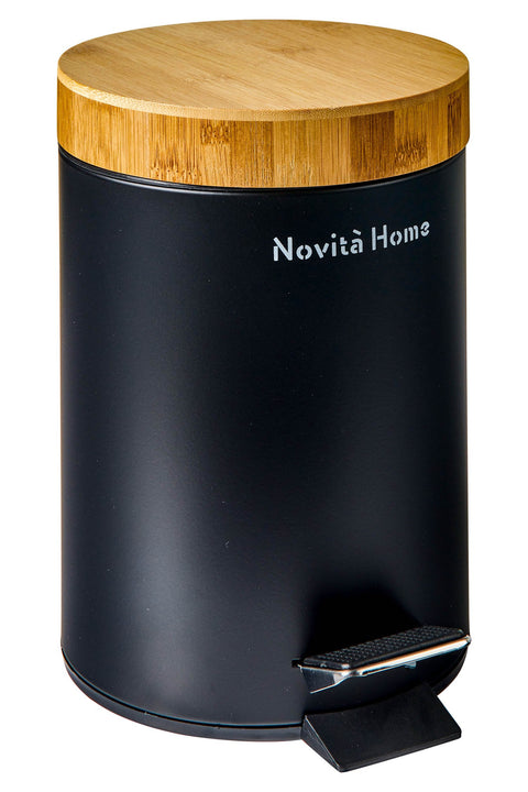 DAILY TRASH - PATTUMIERA 3 L NERA CON TAPPO IN BAMBU SOFTCLOSE