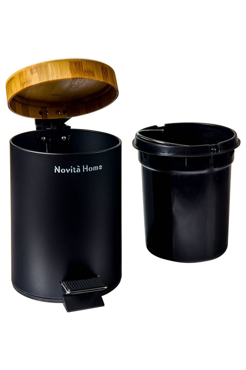 DAILY TRASH - PATTUMIERA 3 L NERA CON TAPPO IN BAMBU SOFTCLOSE