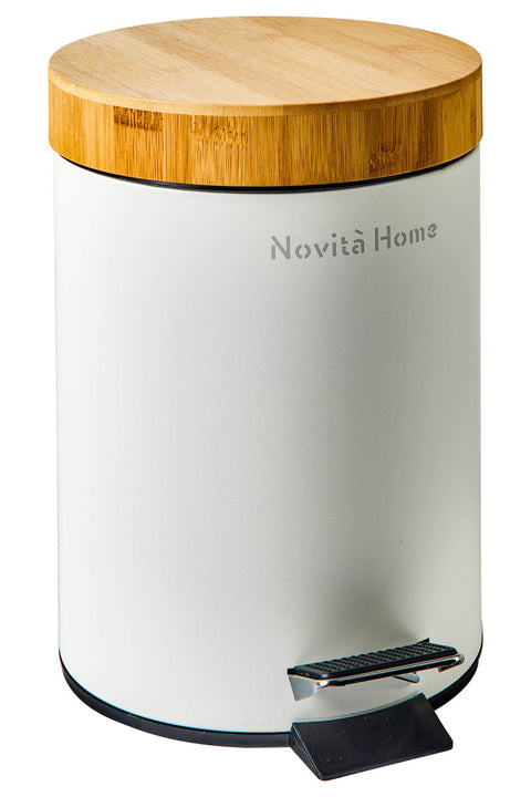 DAILY TRASH - PATTUMIERA 3 L BIANCA C/TAPPO IN BAMBU SOFTCLOSE