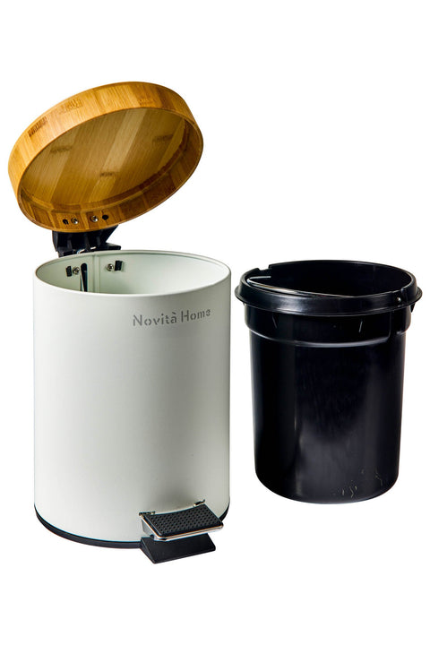 DAILY TRASH - PATTUMIERA 3 L BIANCA C/TAPPO IN BAMBU SOFTCLOSE