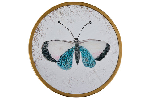 ALHOA - DECOR SPECCHIO CON PITTURA FARFALLA CELESTE ROSA