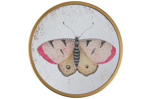 ALHOA - DECOR SPECCHIO CON PITTURA FARFALLA ROSA BEIGE
