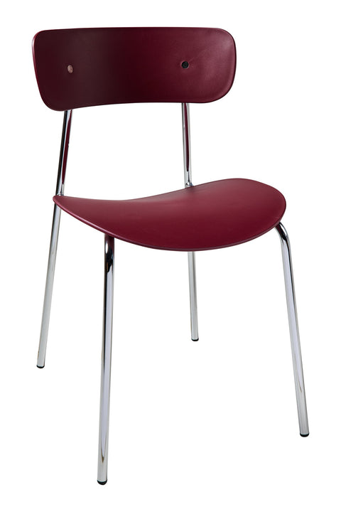 DOJA - SEDIA ROSSO SCURO CON GAMBE METALLO