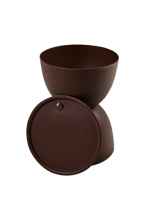 ZENO - TAVOLINO CON CONTENITORE IN PP MARRONE