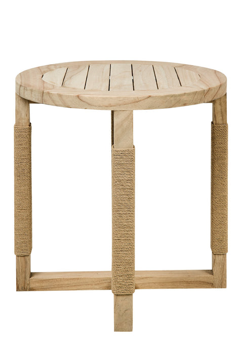 TAVOLINO ROTONDO CON GAMBE INTRECCIATE CORDA