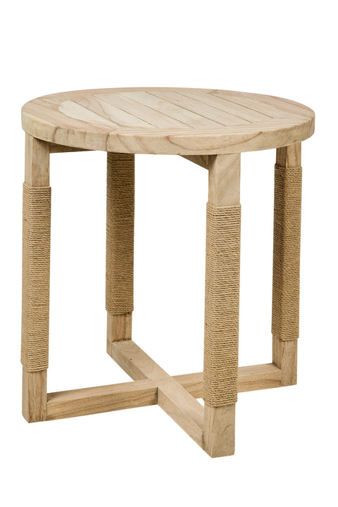 TAVOLINO ROTONDO CON GAMBE INTRECCIATE CORDA