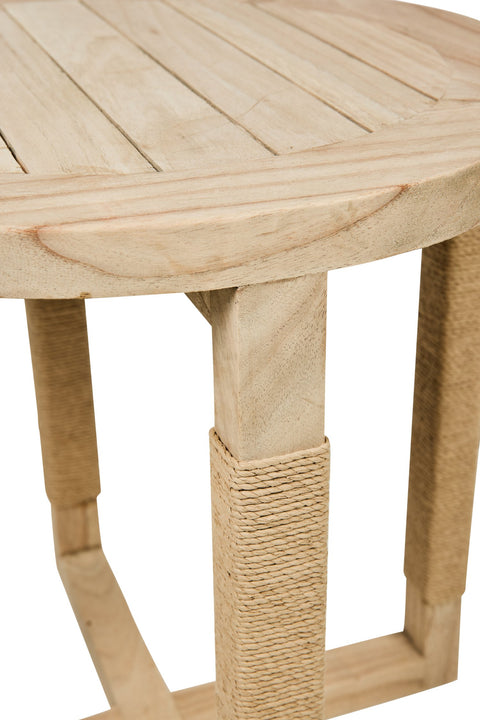 TAVOLINO ROTONDO CON GAMBE INTRECCIATE CORDA