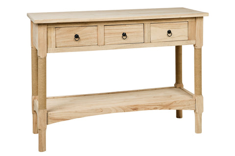 CONSOLLE TRE CASSETTI CON GAMBE RIVESTITE IN CORDA