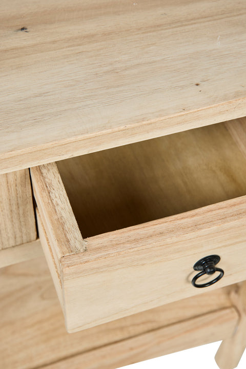 CONSOLLE TRE CASSETTI CON GAMBE RIVESTITE IN CORDA